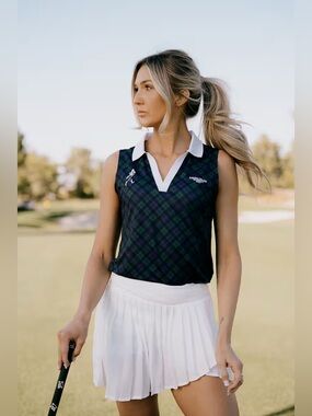 NWT Devereux Golf x Johnnie Walker Sleeveless Polo Tartan Plaid Size XL